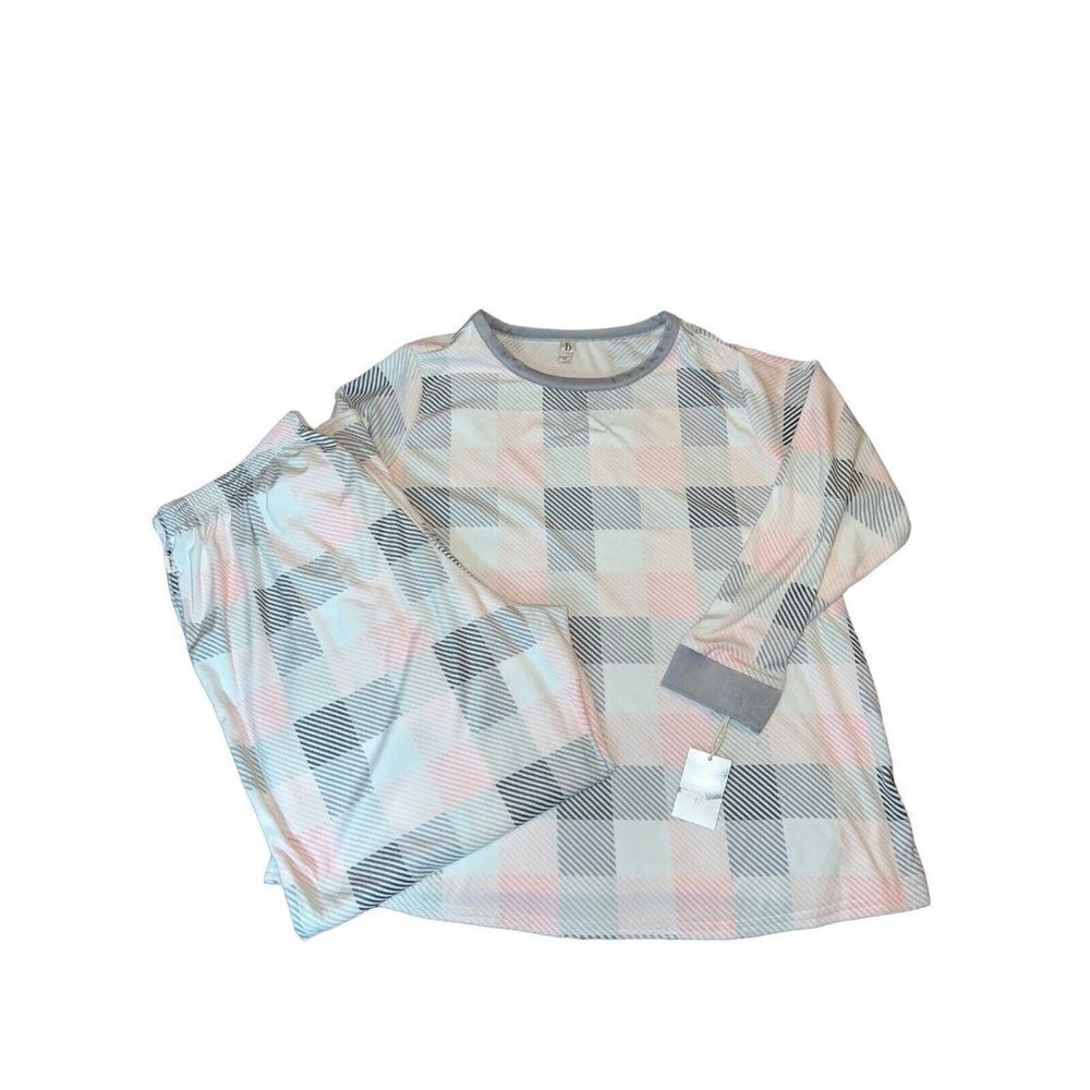 NWT ED Ellen DeGeneres Womens Fleece 2 Pc Long Sleeve Pant Pajama Set